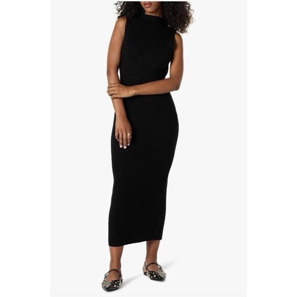 The Drop Women's Jodi Mock Neck Dress Sweater Maxi - XL- BLACK FOIL